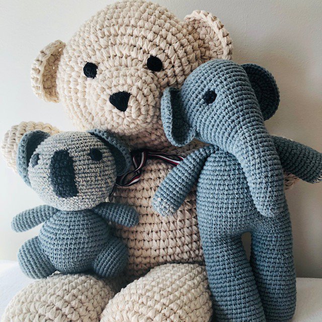 Luna-Leena olifant Max knuffel grijs - biologisch katoen
