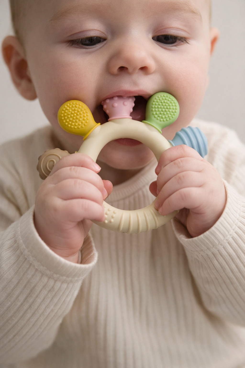 Siliconen bijtring – BPA-vrij verzachtende bijtring (3+ maanden)