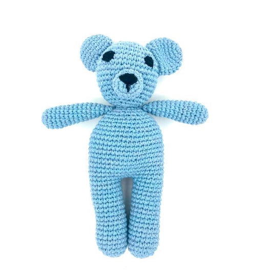 Luna-Leena beer Sam knuffel babyblauw - biologisch katoen - handgehaakt in Nepal