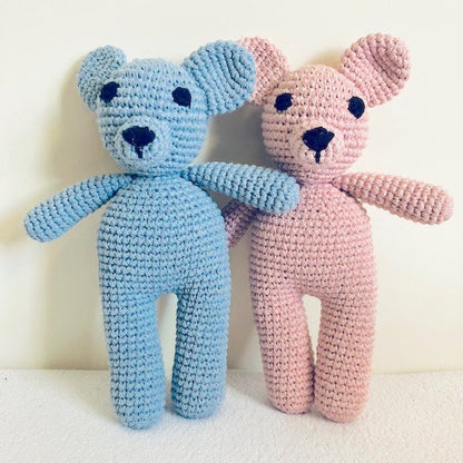 Luna-Leena beer Sam knuffel babyroze - biologisch katoen