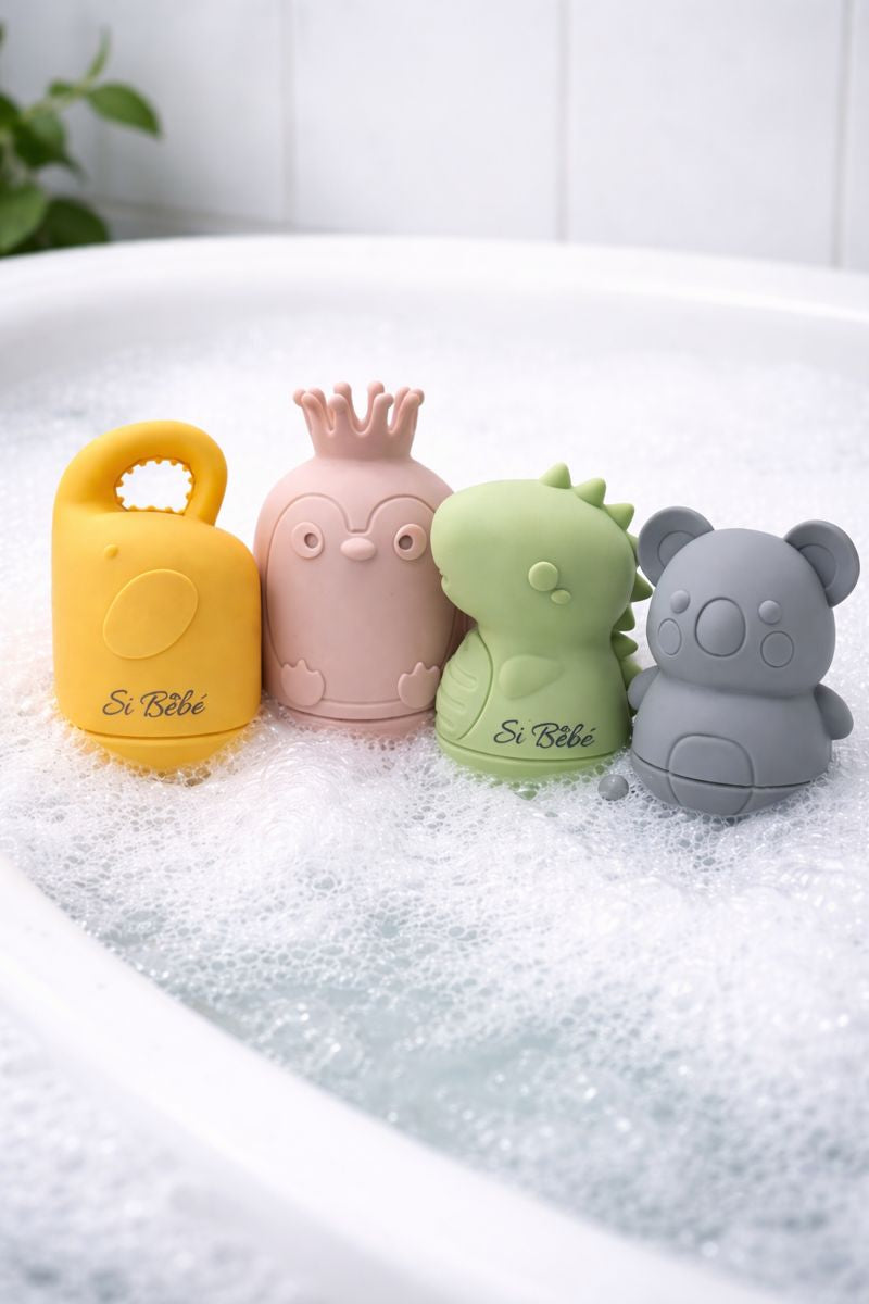 Siliconen bad speeltjes – BPA-vrij hygiënische badvriendjes (vanaf 24 maanden)